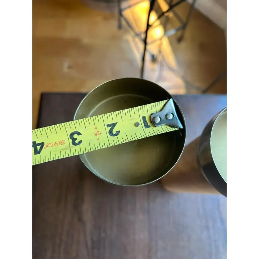 Sagebrook Home taper candle holders natural wood cylinders  brushed metal top